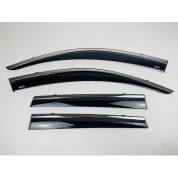 Дефлекторы окон Volkswagen Touareg 2010-2018 с нерж. хром полоской-5